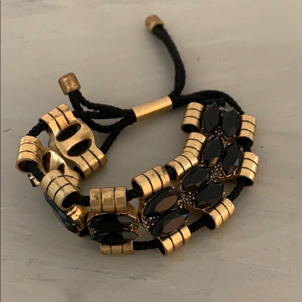 J Crew Gold & Black Adjustable Rope Bracelet​​​​​​​​ - Picture 2 of 4